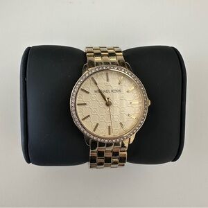 MICHAEL KORS MK3120 WOMEN'S GLITZ GOLD-TONE WRIST WATCH